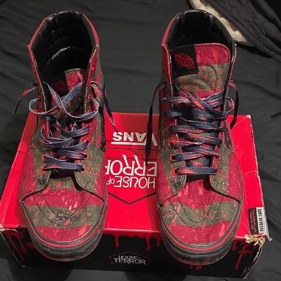 Vans Red and Black High-Top Sneakers - Picture 1 of 8